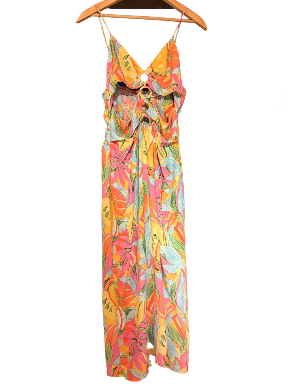 Sage the Label Farm Rio Aesthetic Tropical Cutout Ring Maxi Boutique Dress L